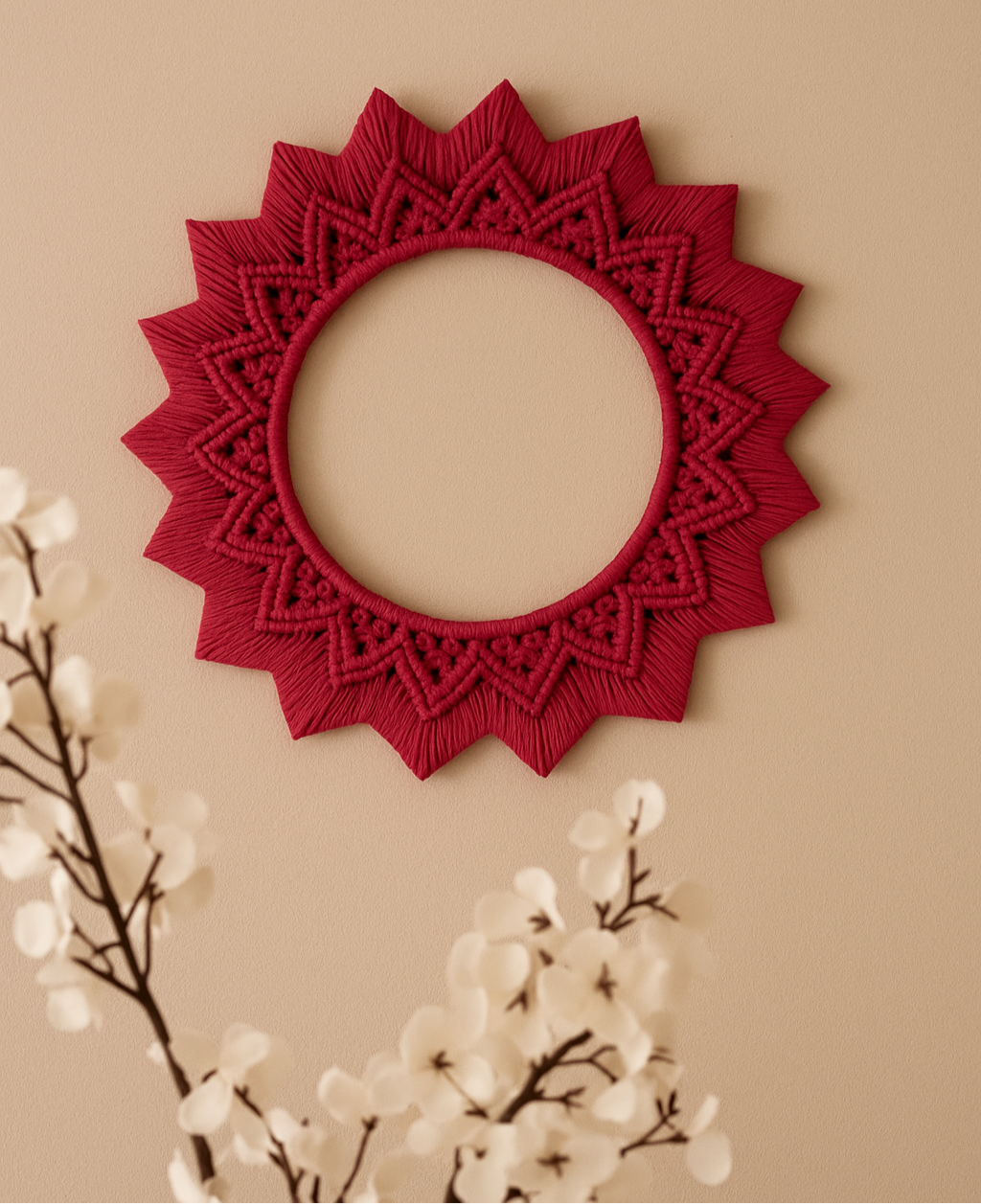 Mandala Wall Art with Macrame - Pink