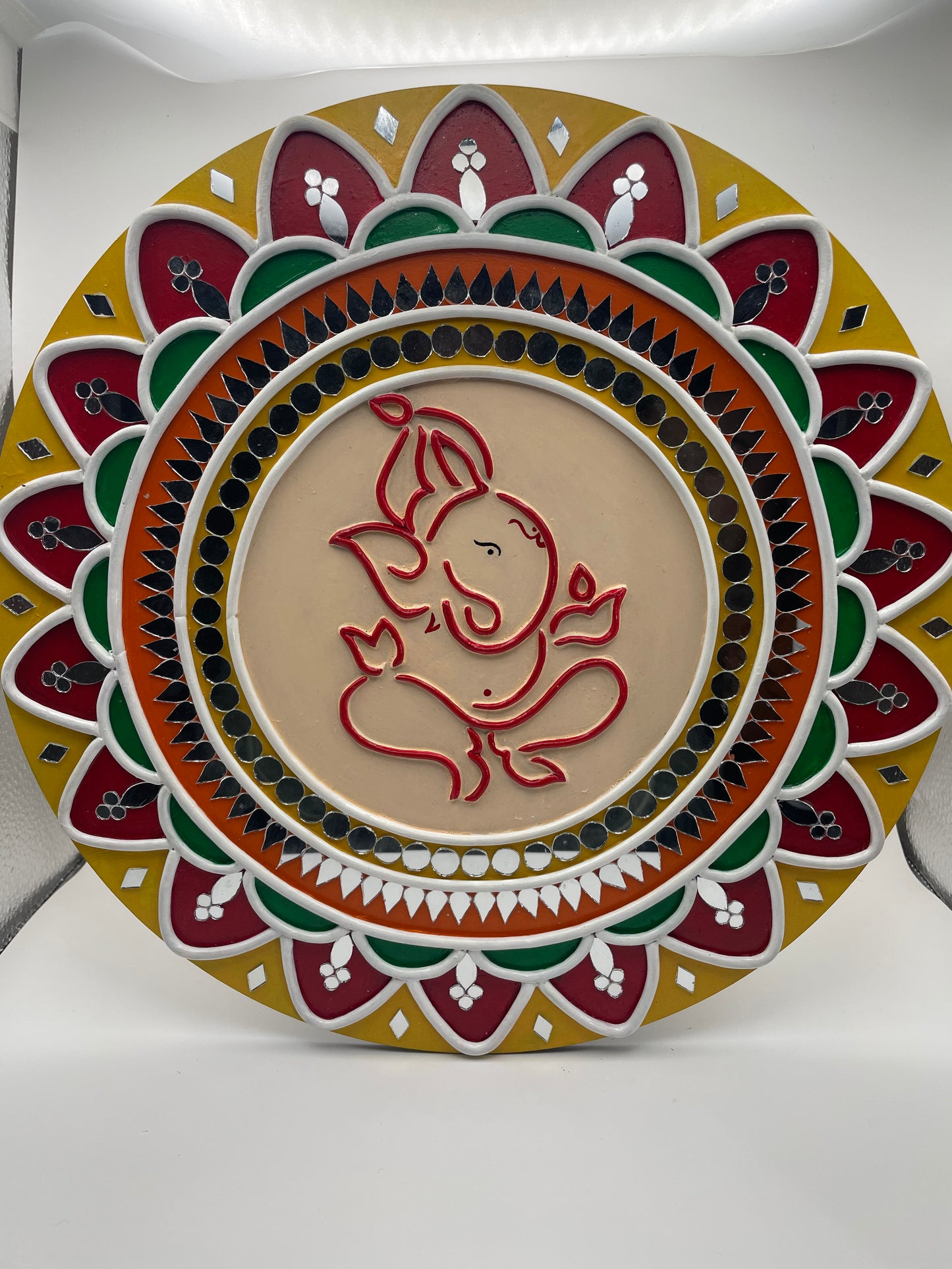 Ganesh Idol Wall Decor - Mud and Mirror Artwork