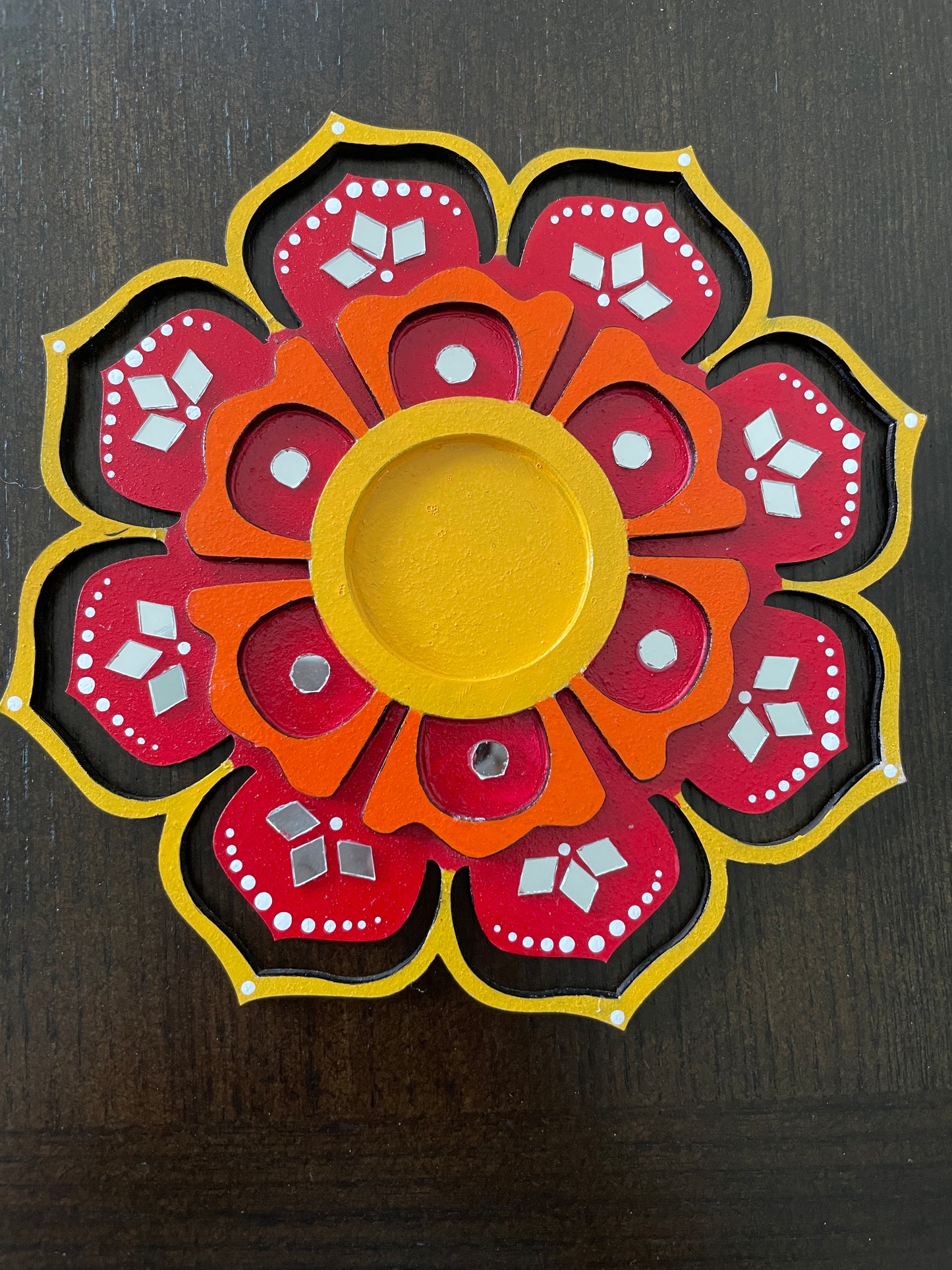 Rangoli Diya - Red,Yellow