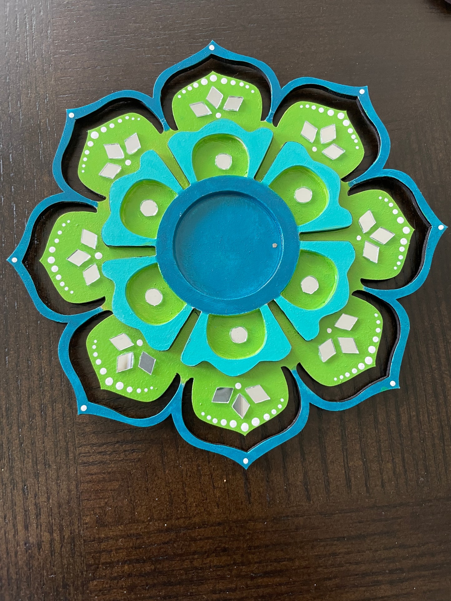 Rangoli Diya - Green,Blue