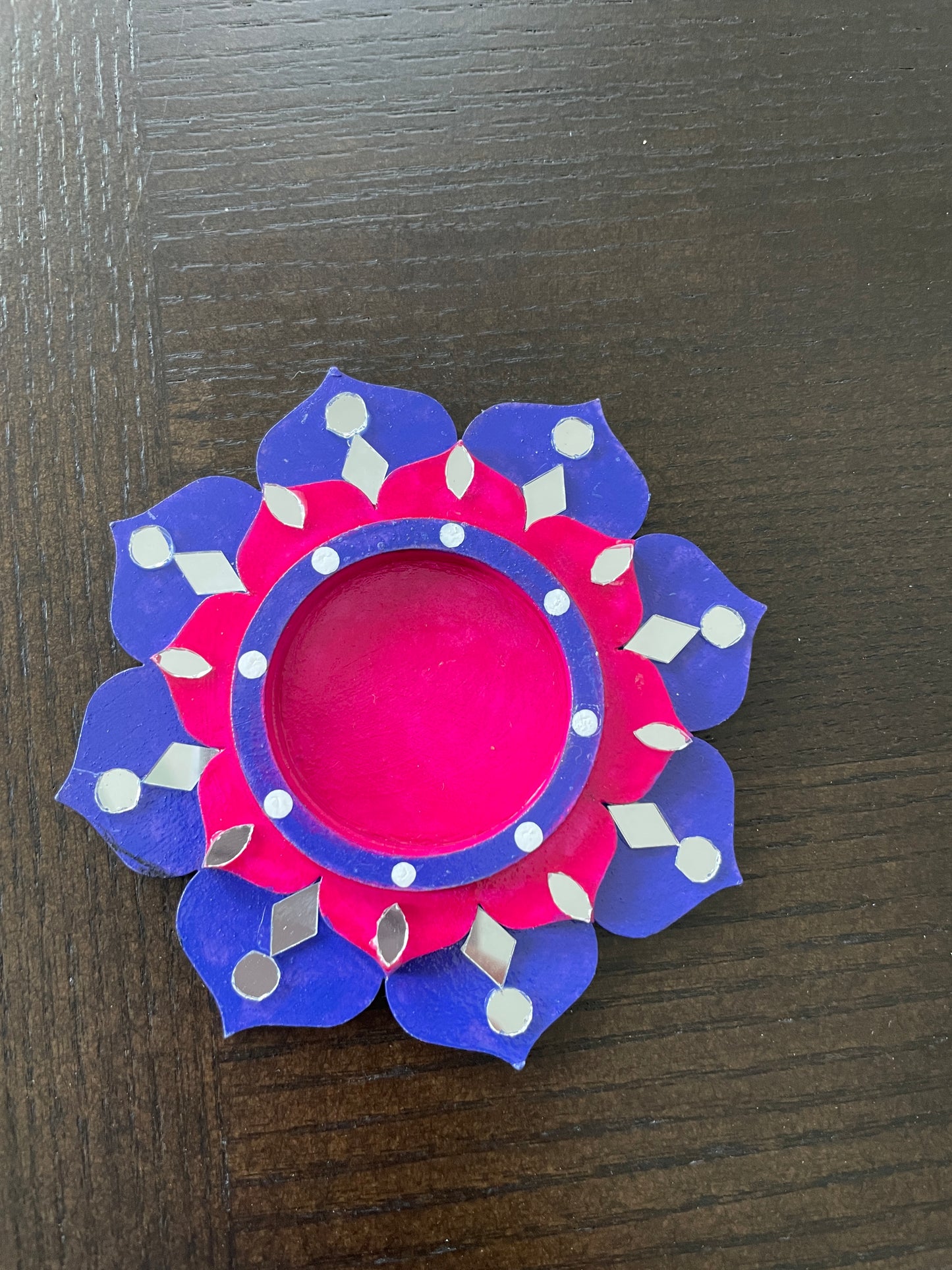Rangoli Diya - Double flower (Purple,Pink)