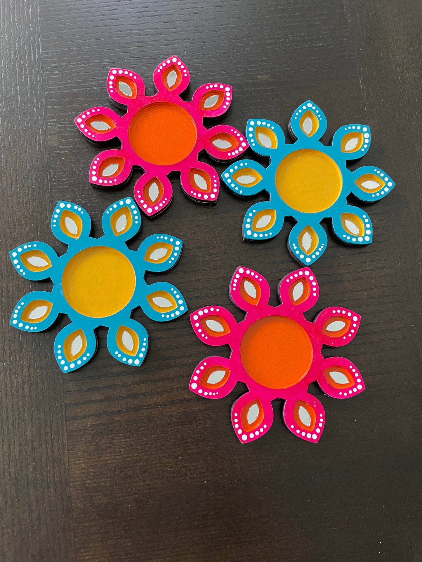 Rangoli Diya - Petal (Pink, Orange) Pack of 2