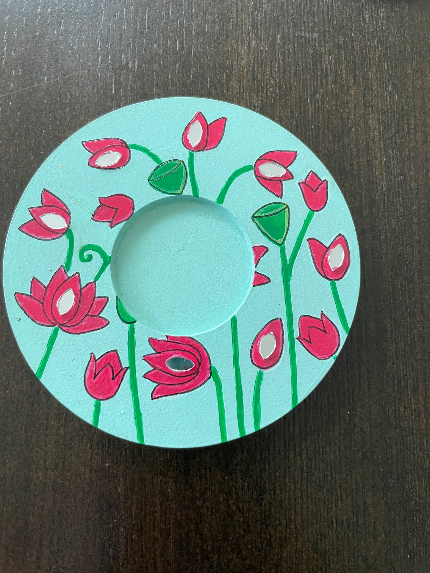 Rangoli Diya - Pichwai Lotus (Blue,Pink)