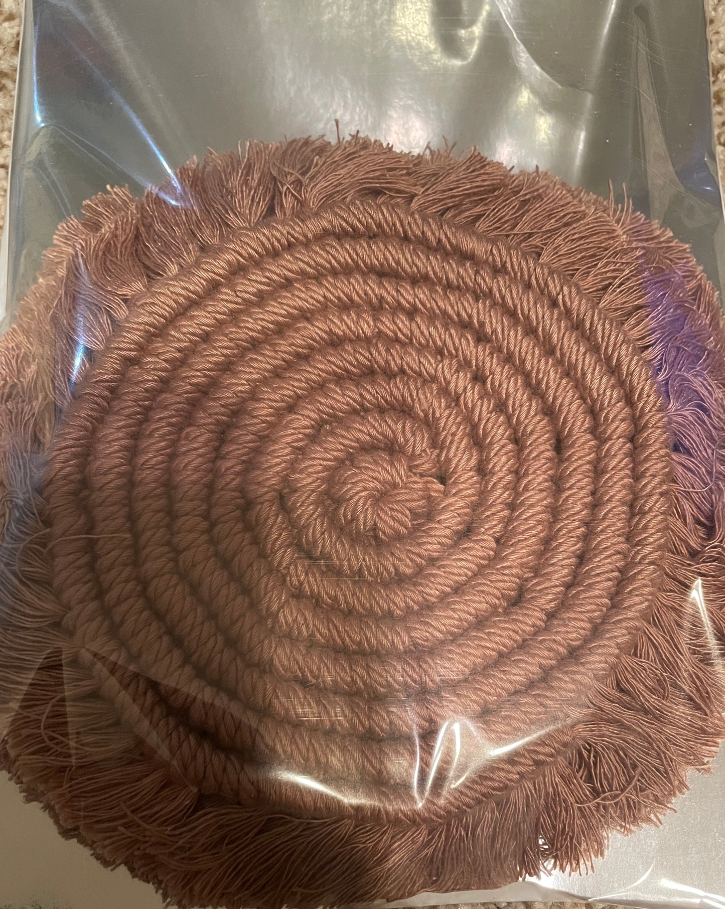 4.5" Macrame Placemats - Biege (Set of 2)