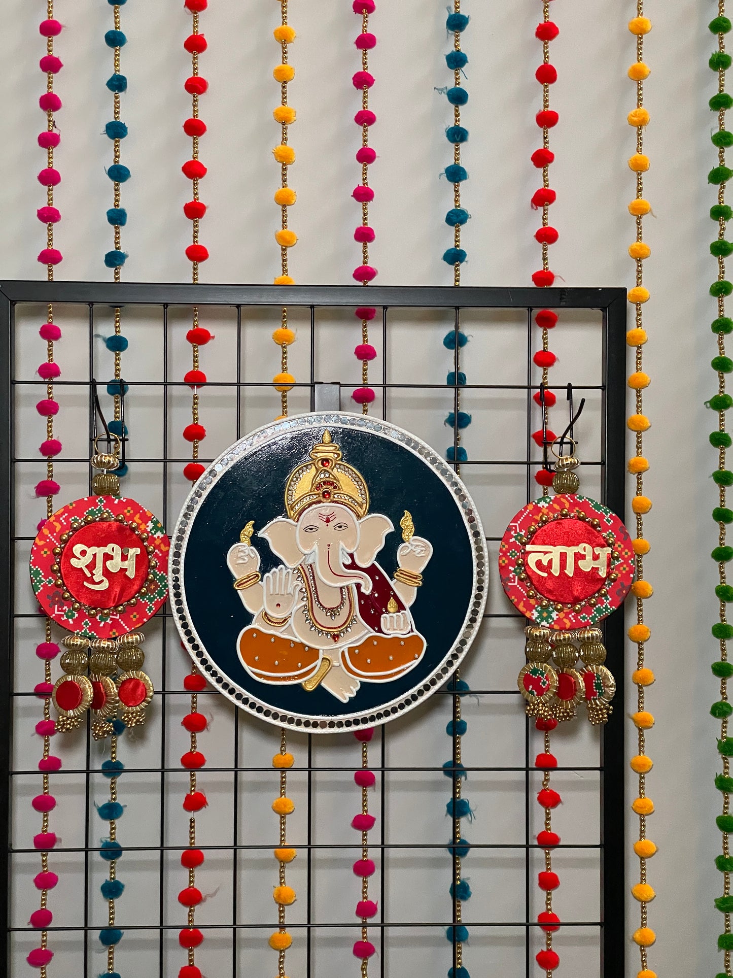 Wall Hanging with golden bell in bottom - Multicolor
