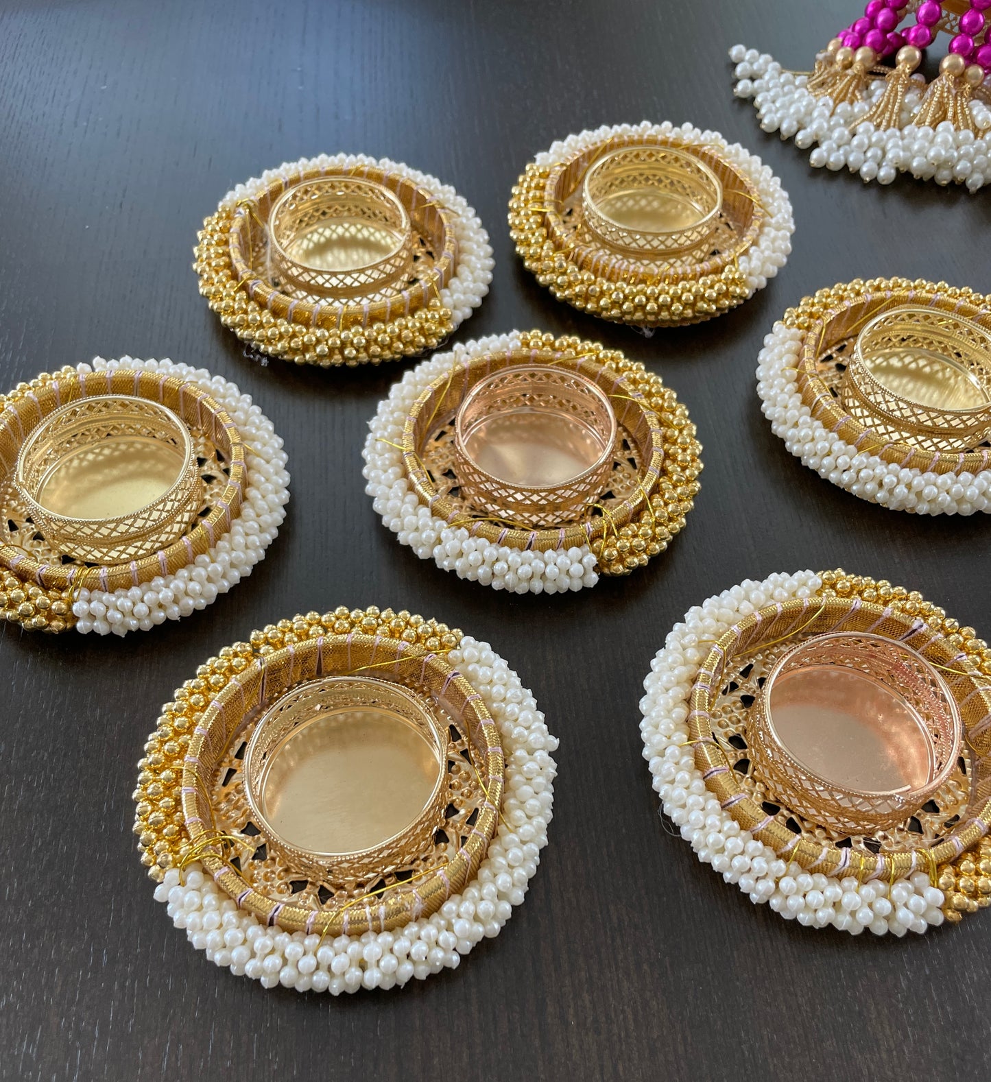 Gold & White Pearl Diya