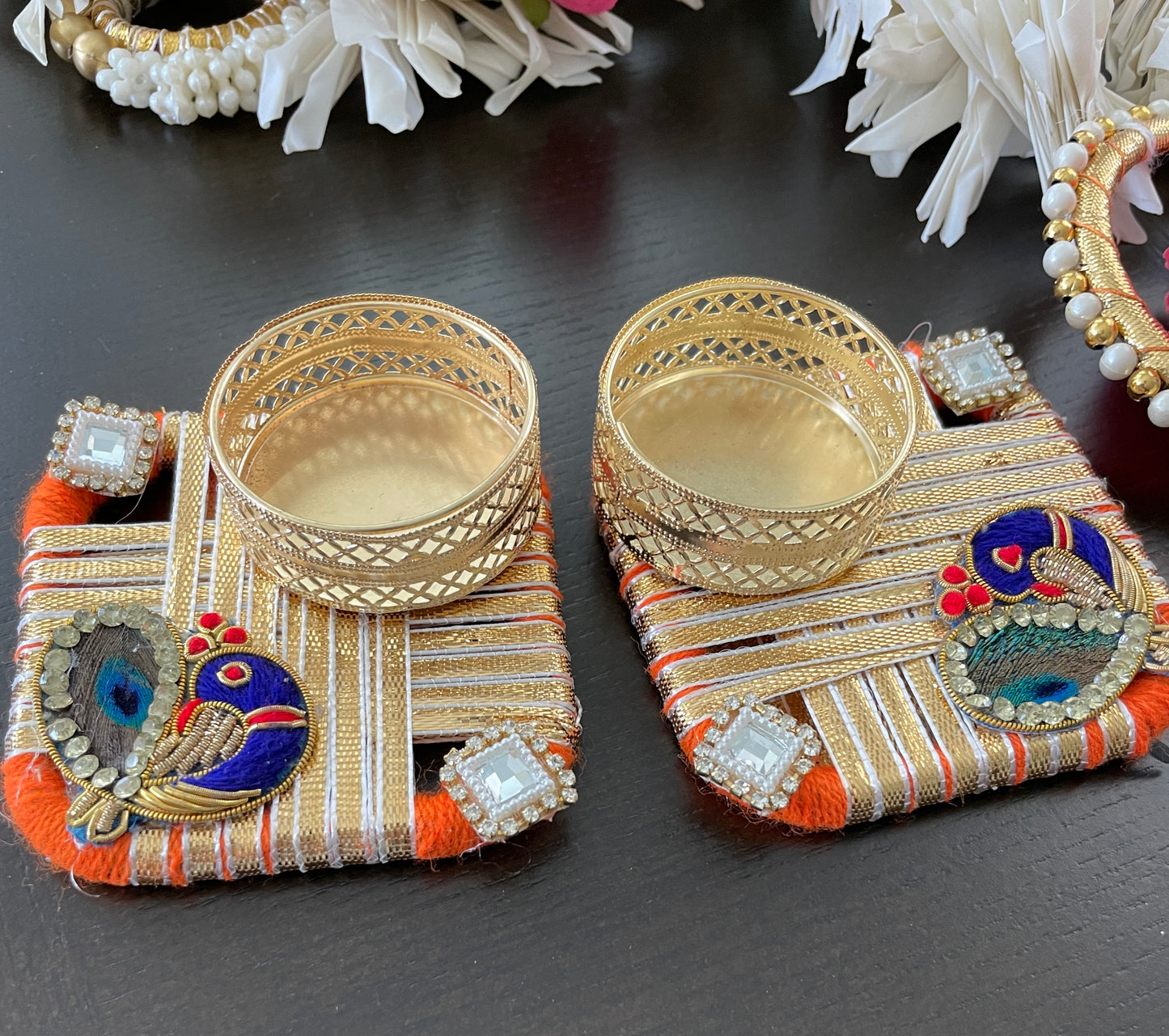 Peacock Diya - Square