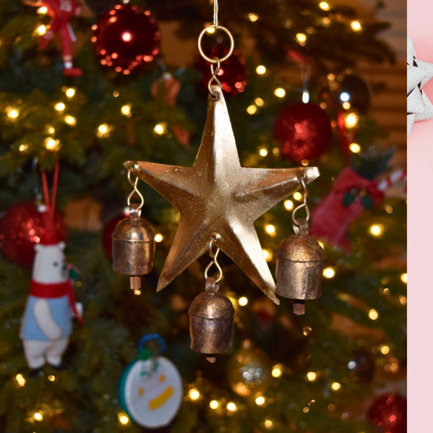 vintage bells in start shape with three bells in copper