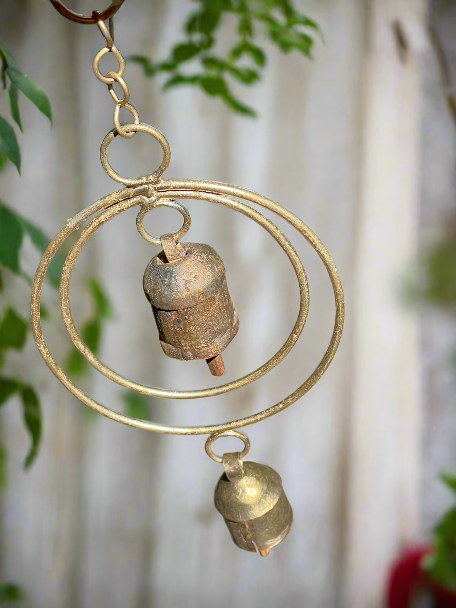 Rustic look copper bell hanging