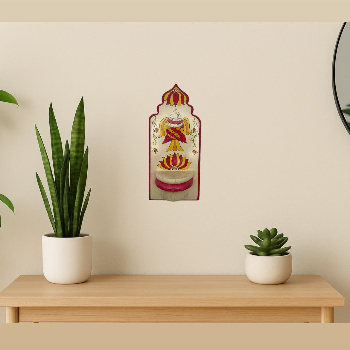 Madhubani Wall Art with Fish and Floral motif - Ethnic Art