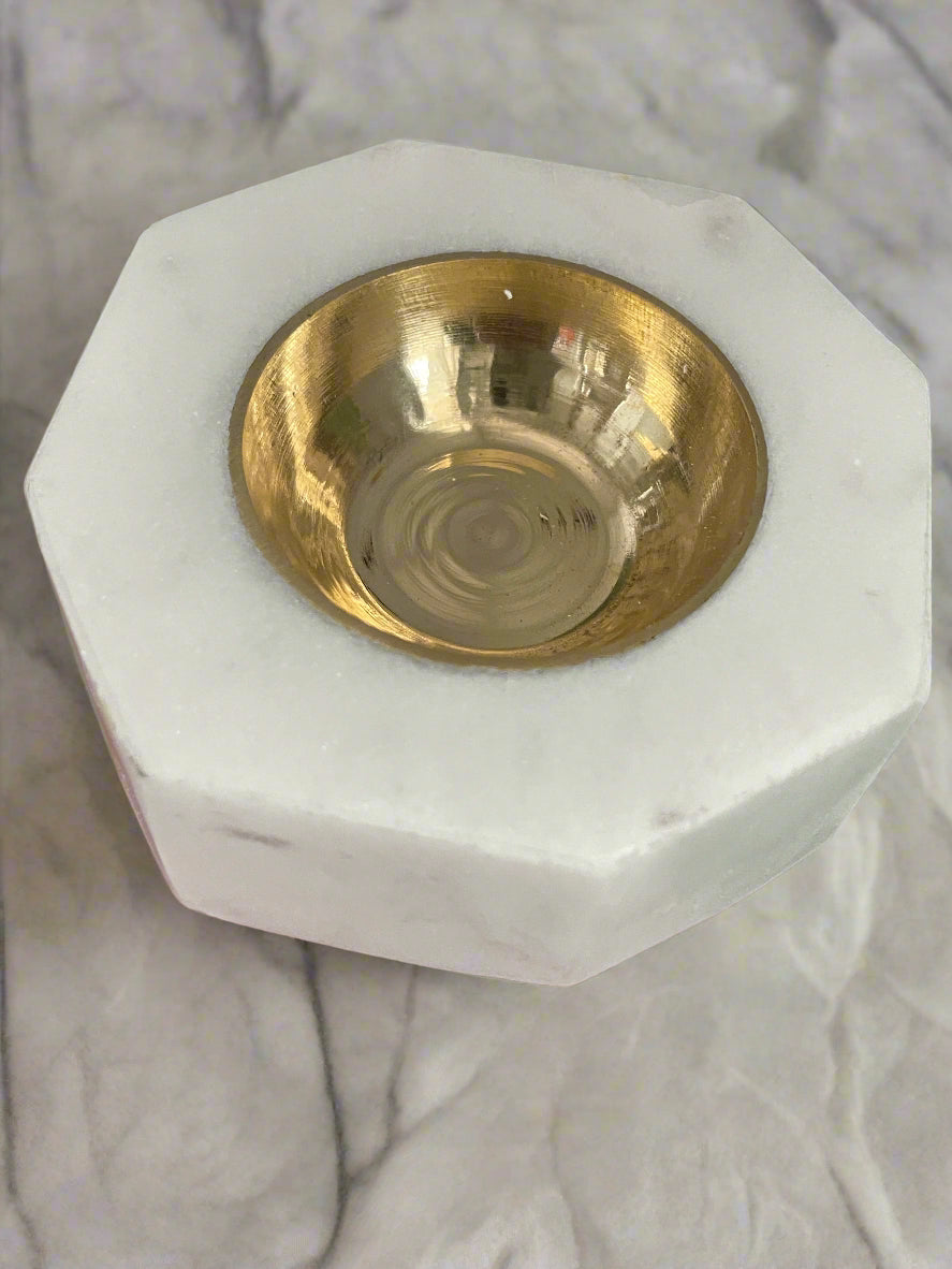 Hexagon white marble candle holder - Handcrafted candle holder for home decor, wedding gifting , corporate gifts