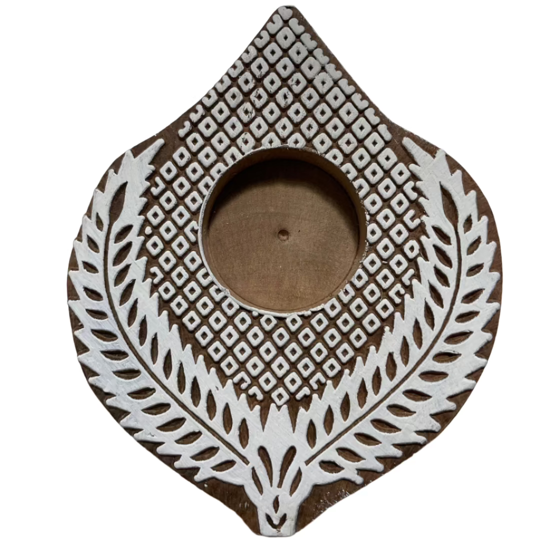 Hand block print candle holder, handcrafted wooden candle holder, unique gift ideas, Perfect for everyday decor, festive decor