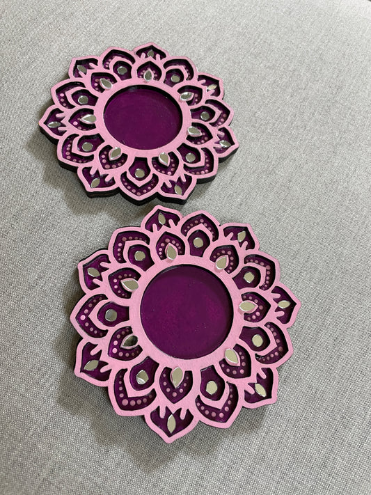 Rangoli Diya - Flower (Shades of Purple) Pack of 2