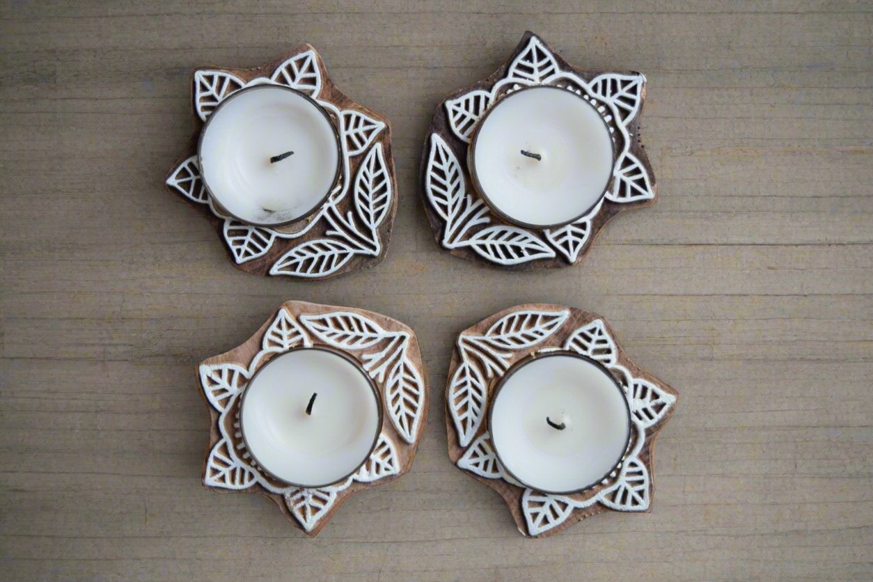 Boho look candle holder, rustic look decor, ideal for t-light candles, LED candles, corporate gifting 