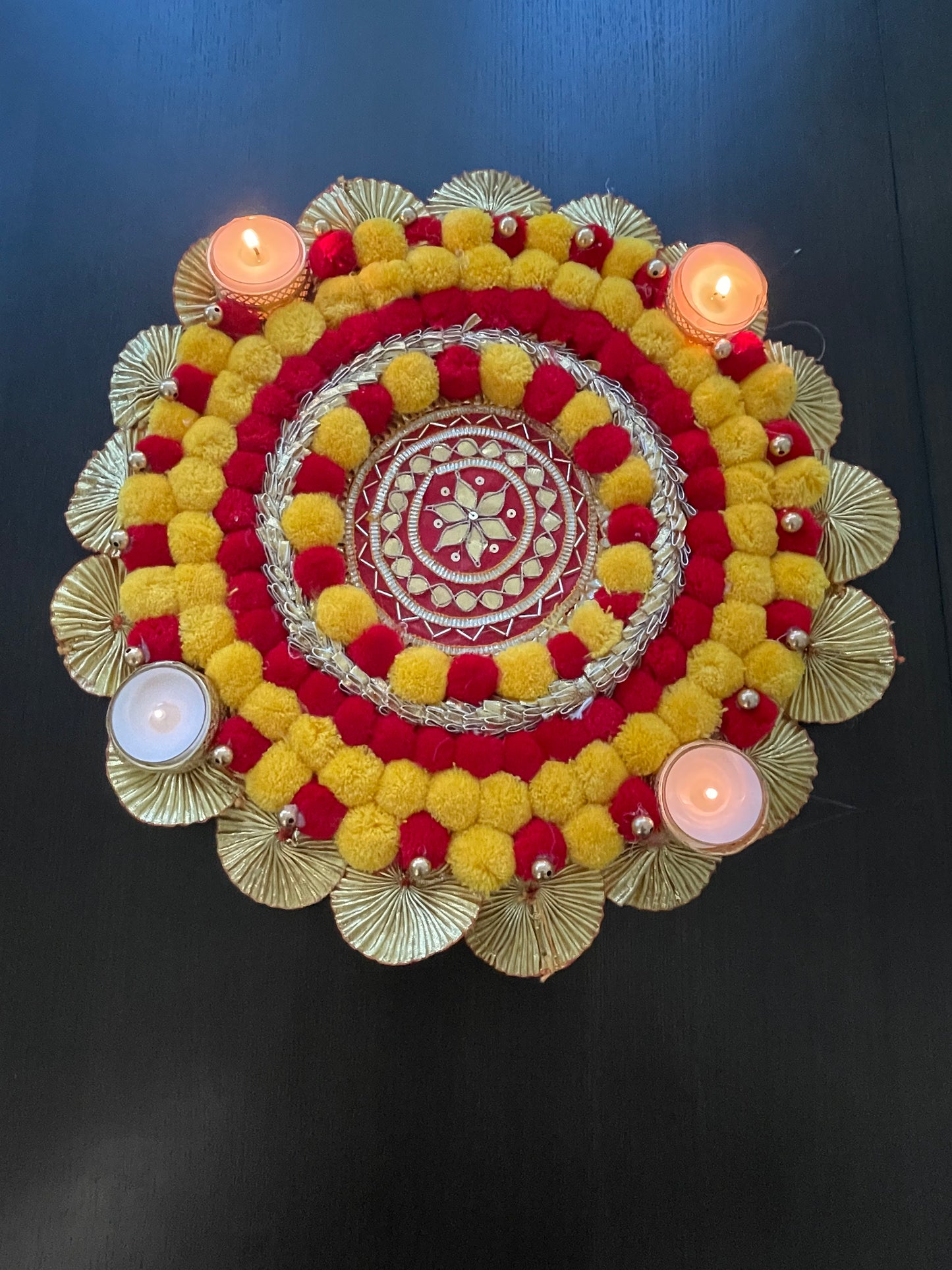 Marigold Diya Rangoli