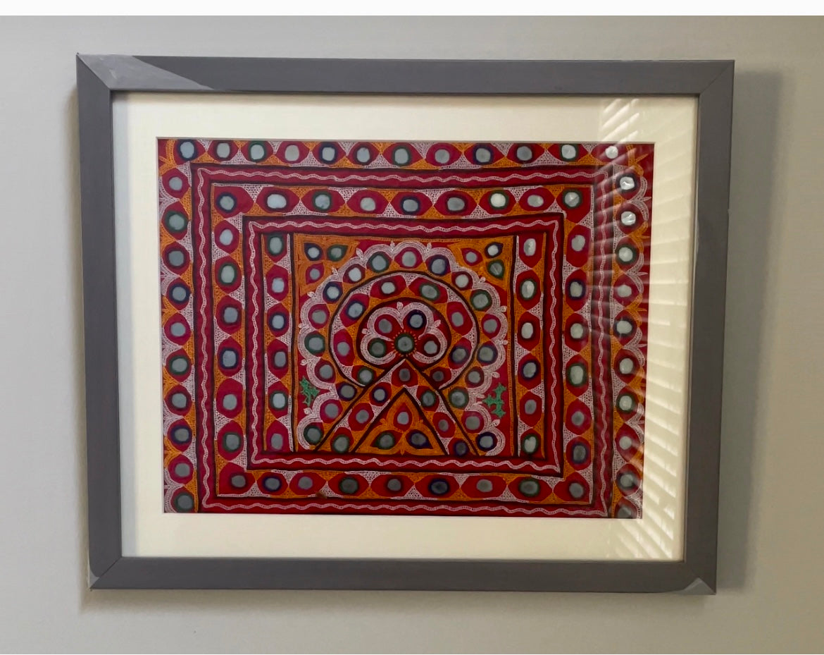 Threadwork pattern on a vibrant color 