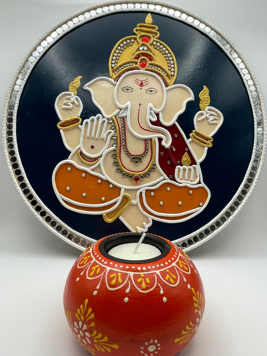 Ganesh Idol Wall Decor - Mud and Mirror Artwork