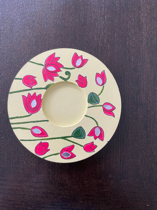 Rangoli Diya - Pichwai Lotus (Yellow,Pink)