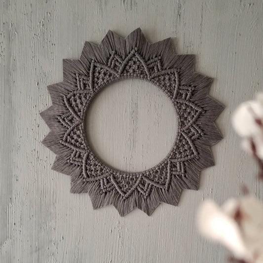 Mandala Wall Art with Macrame - Grey - Classy Culture 