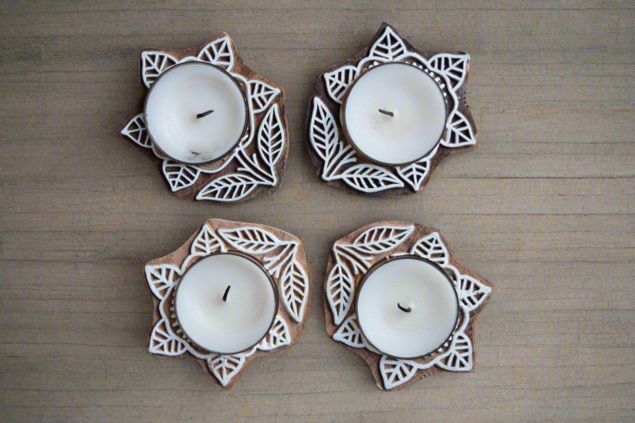 Best Diwali decoration Ideas for 2024 in Diwali for tea light candle, square batik print, new design for Diwali 2024